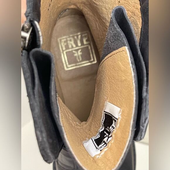 FRYE Veronica black leather combat Tanker Moto Boot 7 - Picture 10 of 17